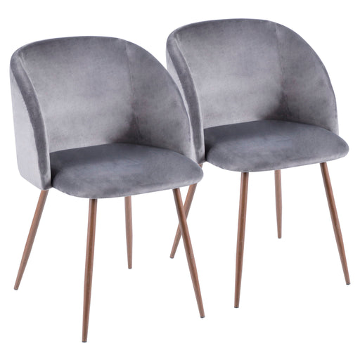 Set of two Lumi Source Fran contemporary dining chairs with sleek modern design, featuring cushioned seats and stylish wooden legs.