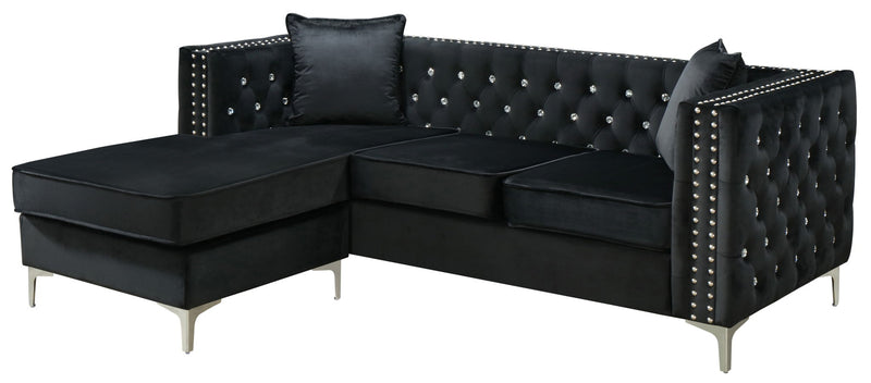 Glory Furniture Paige stationary sectional sofa chaise with plush upholstery and modern design, perfect for living room comfort.