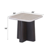 Jacory - End Table With Bottocino Marble Top - Beige / Espresso - R&R Furniture Gallery (Fountain Valley, CA)
