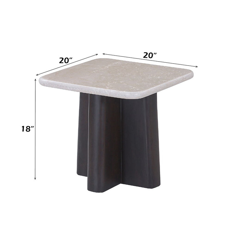 Jacory - End Table With Bottocino Marble Top - Beige / Espresso - R&R Furniture Gallery (Fountain Valley, CA)