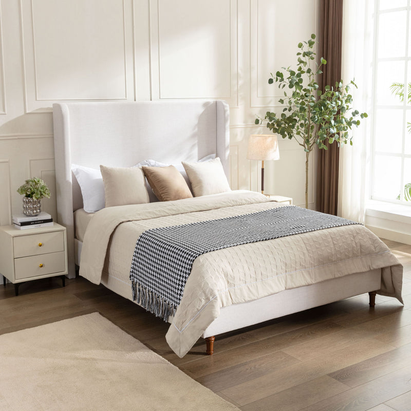 Harper - Tall Headboard Upholstered Bed / High Headboard / Elegant Simplicity / No Box Spring Needed - R&R Furniture Gallery (Fountain Valley, CA)