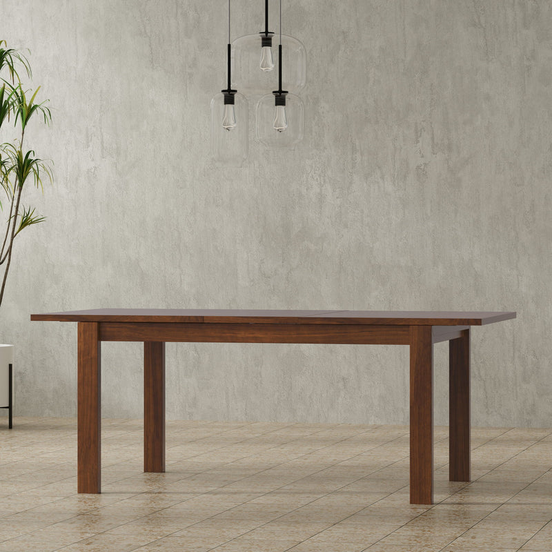 Wilson handcrafted dining table by Simpli-Home, showcasing a sturdy wooden surface and elegant design for dining rooms.
