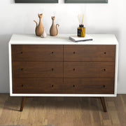 Dresser 6 Drawer - Dark Brown / White - R&R Furniture Gallery (Fountain Valley, CA)