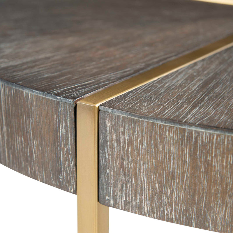 Taja - Round Accent Table - Dark Brown & Gold