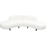 Vesper 2PC Modular Curved Armless Chaise in Faux White Shearling w/ Black Wood Leg Base
