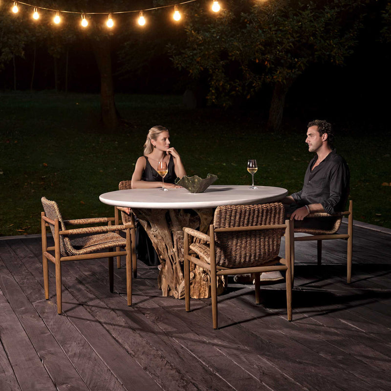 Stonewood - Indoor-Outdoor Dining Table - White / Woodtone
