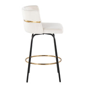 Lumi Source Cinch contemporary fixed height counter stools with swivel, round footrest, set of 2, modern design for kitchen or bar area