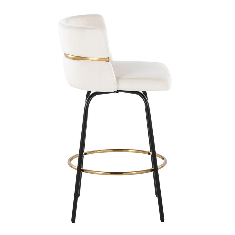 Lumi Source Cinch contemporary fixed height counter stools with swivel, round footrest, set of 2, modern design for kitchen or bar area