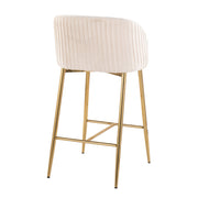 Set of two Lumi Source Fran contemporary pleated fixed-height counter stools with sleek modern design and upholstered seats.