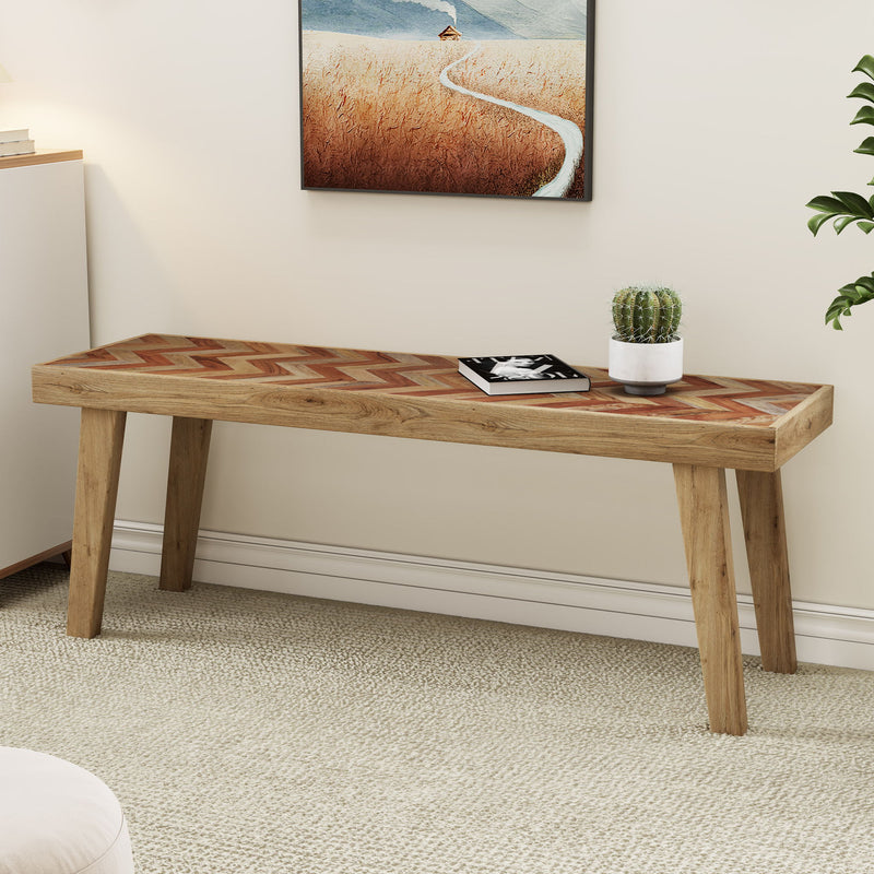 Artisan - Handcrafted Mango Wood Bench Rustic Boho Style - Natural - R&R Furniture Gallery (Fountain Valley, CA)
