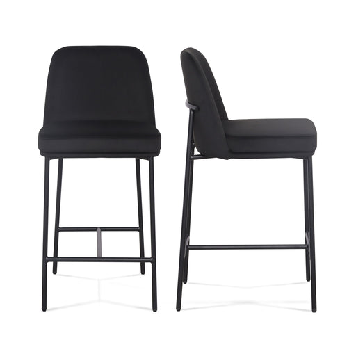 Set of two TOV Furniture Sydney counter stools with wood legs and cushioned seats, ideal for kitchen or bar areas.
