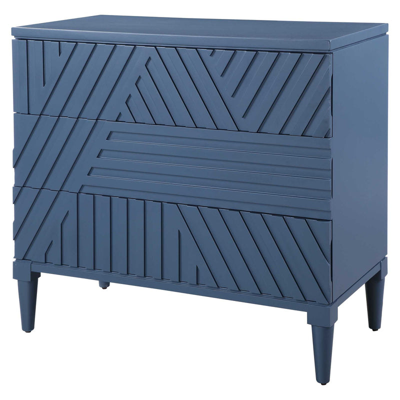 Uttermost Colby accent drawer chest with dark wood finish and metal handles, showcasing a stylish storage piece for living spaces.