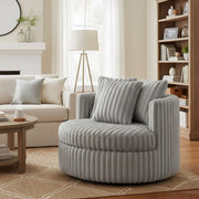 Mindy - Oversized Swivel Barrel Chair - Gray - R&R Furniture Gallery (Fountain Valley, CA)