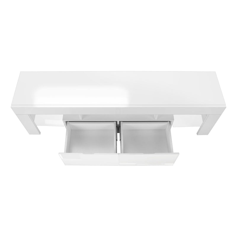 TV Stand, Console, Media Entertainment Center, Storage Cabinet, Glossy Contemporary & Modern - White - R&R Furniture Gallery (Fountain Valley, CA)