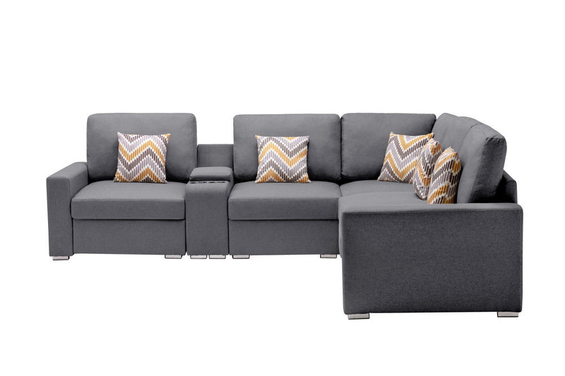Nolan - Fabric 6 Piece Sectional Sofa With Pillows And Interchangeable Legs - R&R Furniture Gallery (Fountain Valley, CA)