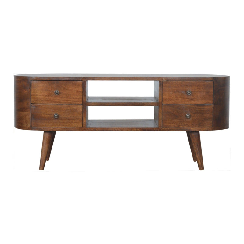 Solid Wood Rounded Entertainment Unit - R&R Furniture Gallery (Fountain Valley, CA)