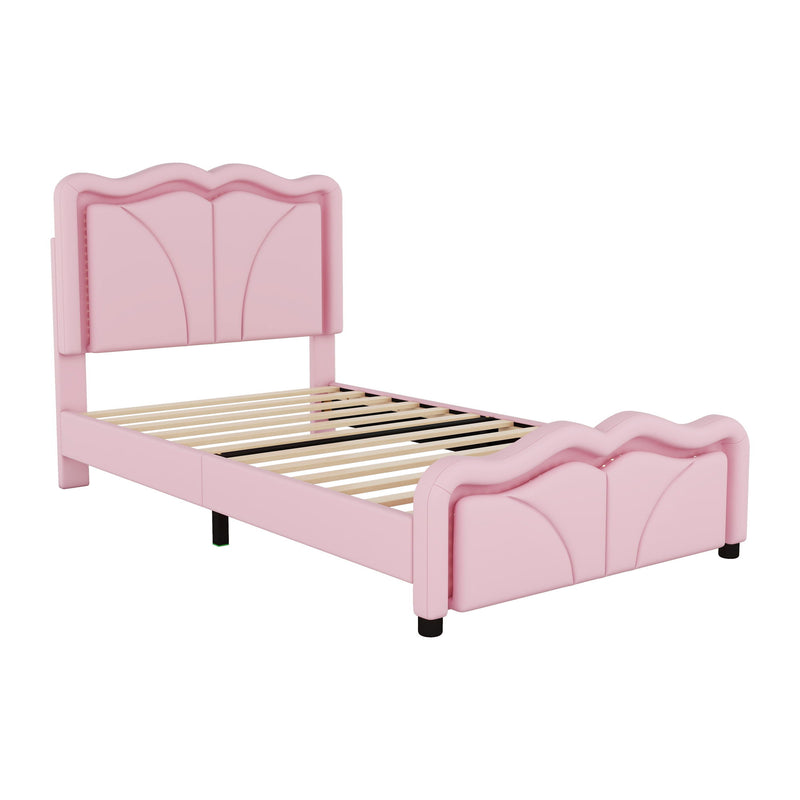 Upholstered Platform Bed & Curve Shaped And Height Adjustable Headboard, LED Light Strips - R&R Furniture Gallery (Fountain Valley, CA)