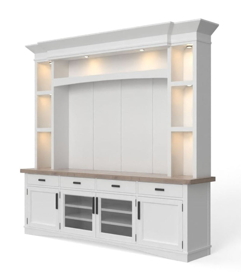 Americana Modern - TV Console with Hutch, Backpanel and LED Lights - R&R Furniture Gallery (Fountain Valley, CA)