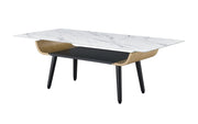 Landon - Coffee Table With Glass Marble Texture Top And Bent Wood Design - R&R Furniture Gallery (Fountain Valley, CA)