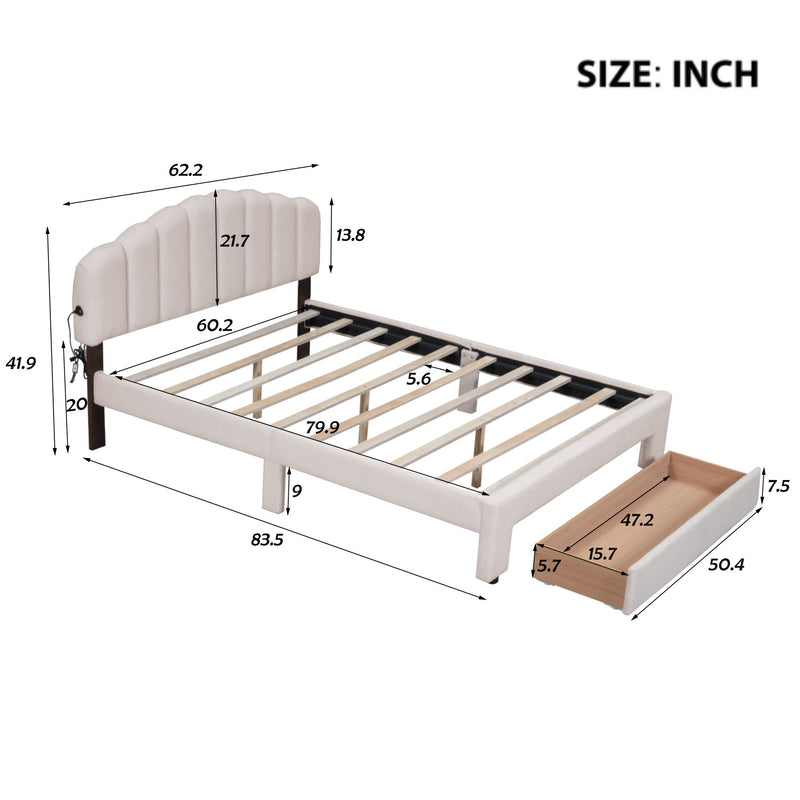 Upholstered Platform Bed With Drawer - R&R Furniture Gallery (Fountain Valley, CA)