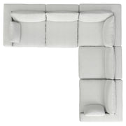 Simpli-Home Jasmine handcrafted stationary sectional sofa with plush cushions and modern design, shown in a stylish living room setting.