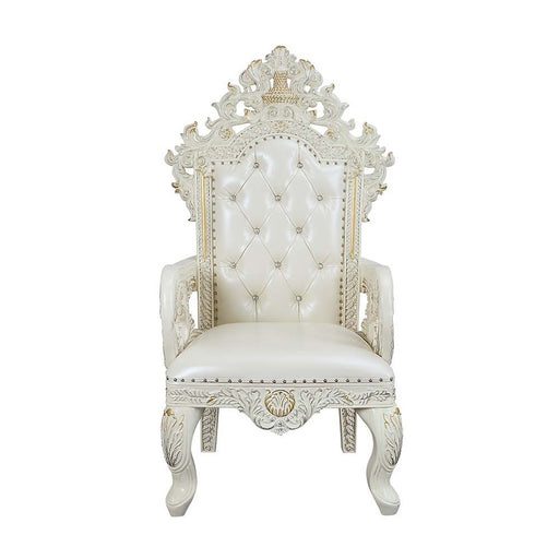 Adara - Arm Chair (Set of 2) - Pearl White Synthetic Leather & Antique White - R&R Furniture Gallery (Fountain Valley, CA)