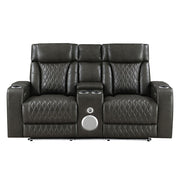 Taddeo - Power Motion Loveseat With Console, Speaker, USB, Wireless Charger & LED - Dark Gray - R&R Furniture Gallery (Fountain Valley, CA)