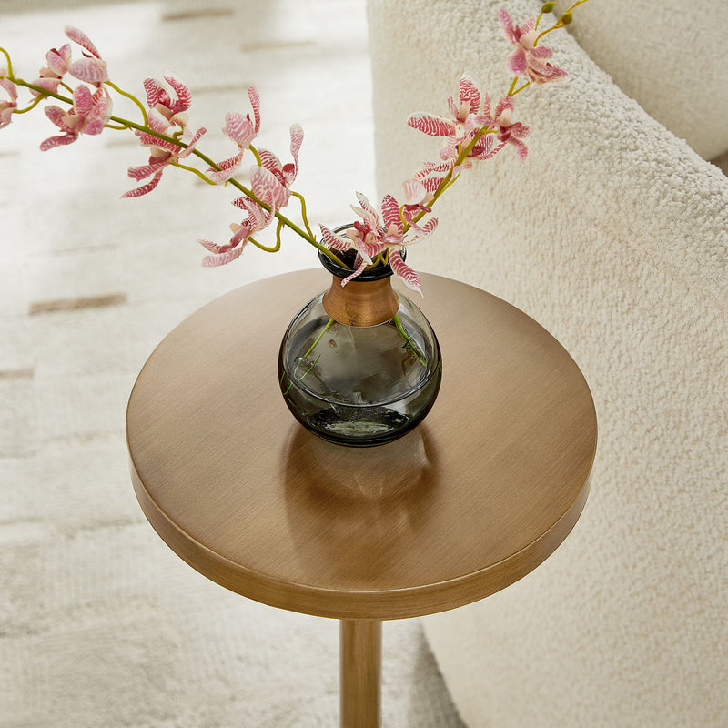 Morven - Adjustable Height Accent Table With Round Top - Antique Brass - R&R Furniture Gallery (Fountain Valley, CA)