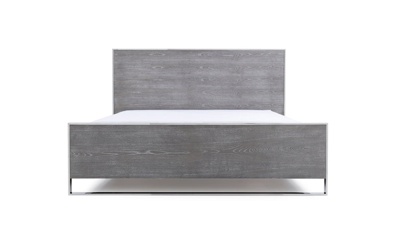 Charlene Modern Grey Elm & Stainless Steel 4-Piece Bedroom Set — view 3