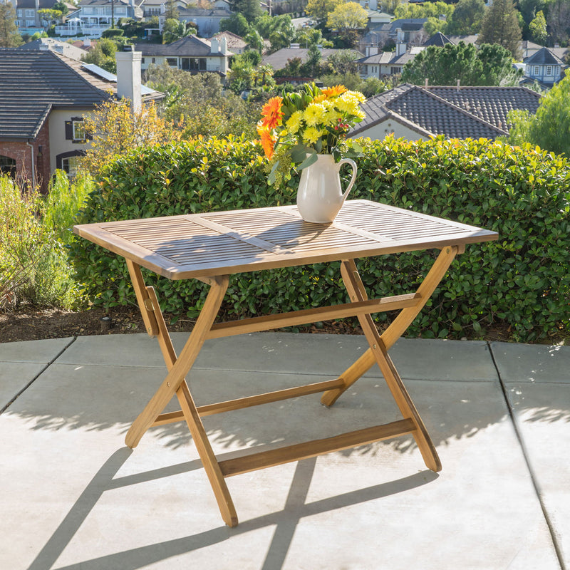 Blissique - Outdoor Foldable Wood Dining Table With Slat Design - R&R Furniture Gallery (Fountain Valley, CA)