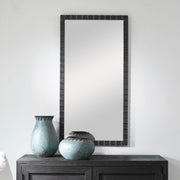 Uttermost Dandridge industrial black wall mirror with a sleek, modern frame for stylish home decor.