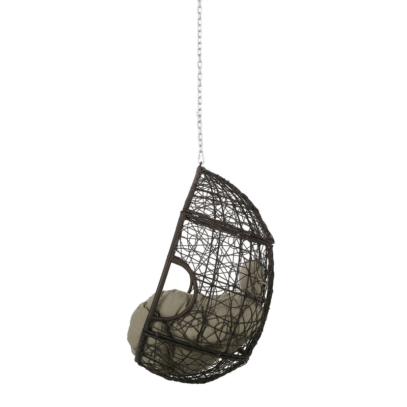 Noble House teardrop hanging chair with 8ft chain, stylish outdoor hammock seat with cozy cushion and modern design.