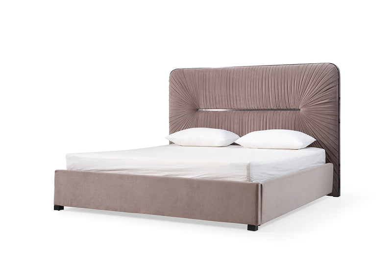 Duke Modern Grey Velvet & Black Gun Chrome 4-Piece Bedroom Set — view 2