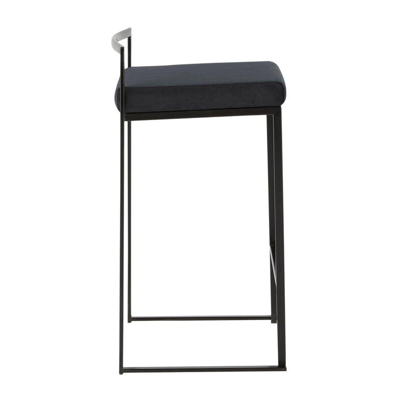 Lumi Source Fuji contemporary stackable counter stool set with sleek modern design and wooden legs, ideal for kitchen or bar area.