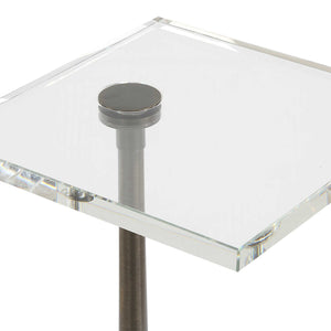 Pelton - Marble Glass Drink Table - Bronze / White
