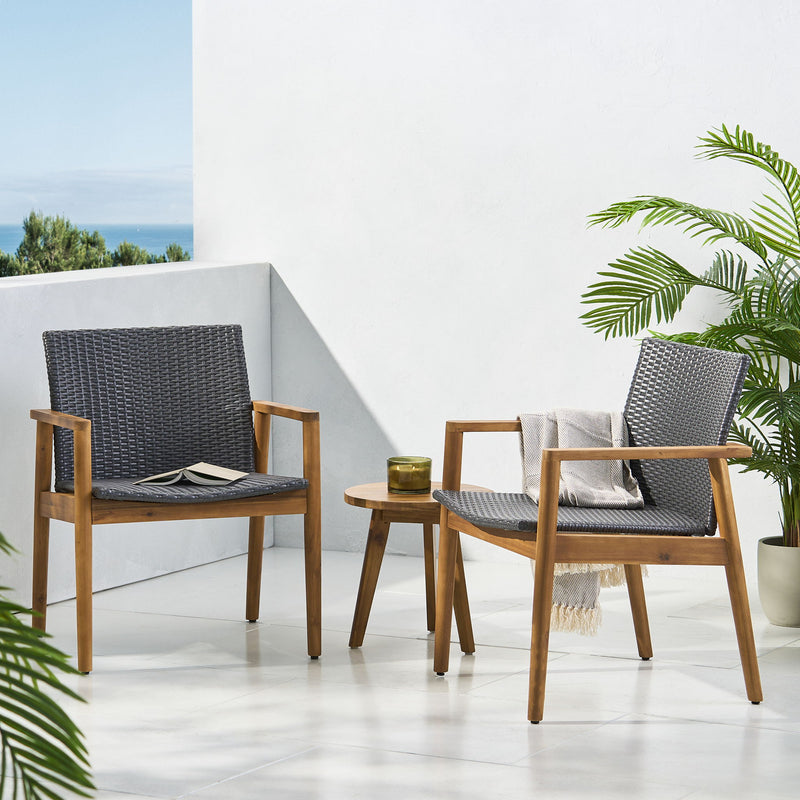 Tranquilize - Outdoor Wooden Club Chair With Woven Wicker Seat And Back (Set of 2) - Light Brown - R&R Furniture Gallery (Fountain Valley, CA)