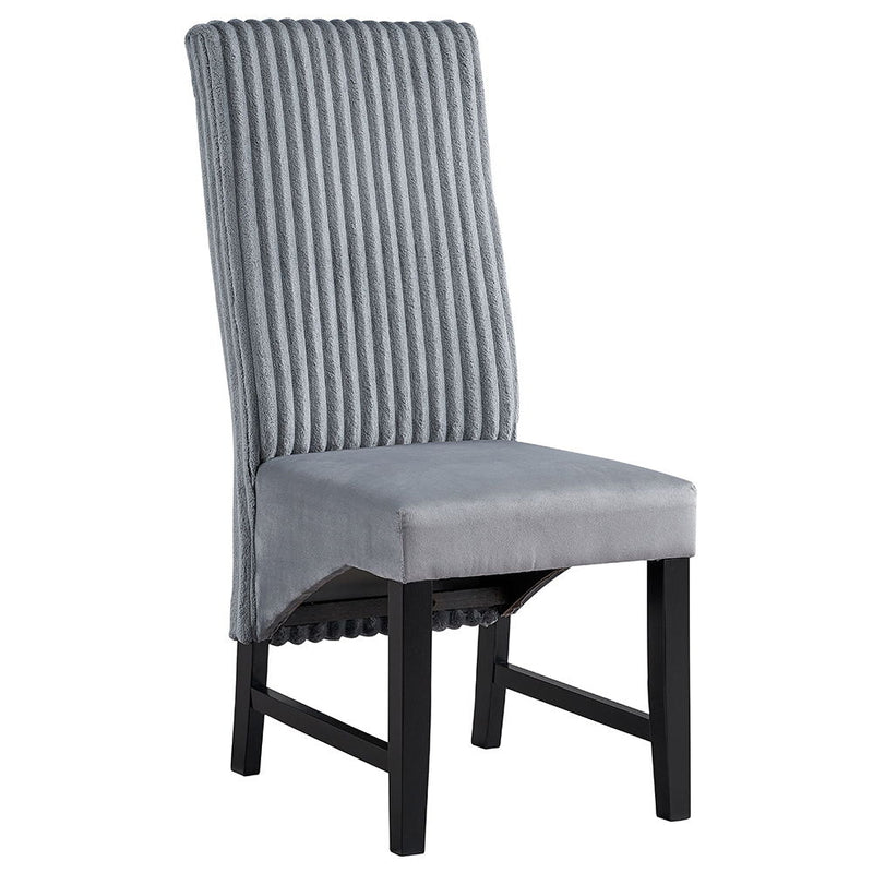 Kini - Side Chair (Set of 2) - Gray Corduroy & Black - R&R Furniture Gallery (Fountain Valley, CA)