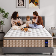 14" King Mattress Hotel Collection Hybrid Mattress With Gel Memory Foam & Pocket Springs - Brown / White - R&R Furniture Gallery (Fountain Valley, CA)