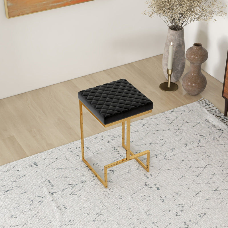 Joel - Upholstered Stool - Black / Gold - R&R Furniture Gallery (Fountain Valley, CA)