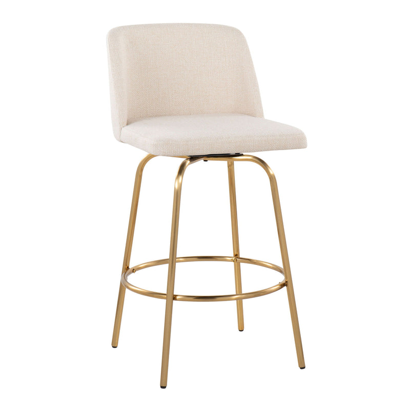 Toriano - Contemporary, Fixed Height Counter Stool With Swivel With Round Footrest (Set of 2) - R&R Furniture Gallery (Fountain Valley, CA)