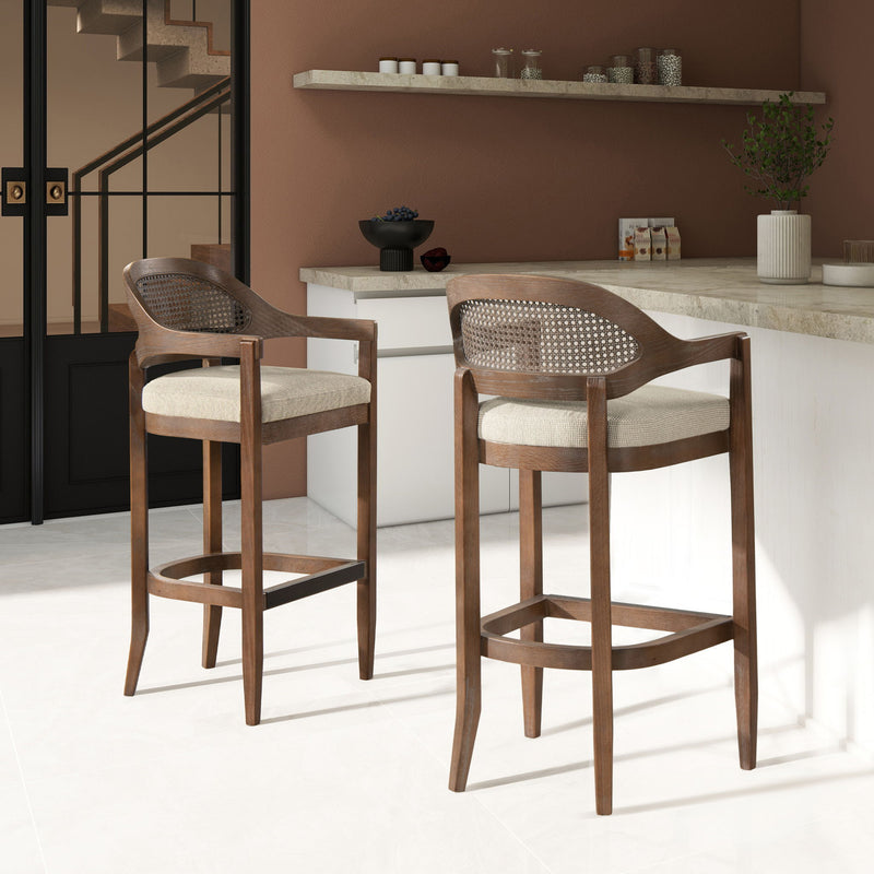 Americana - Mid-Century Modern Cane Back Counter Stool - R&R Furniture Gallery (Fountain Valley, CA)