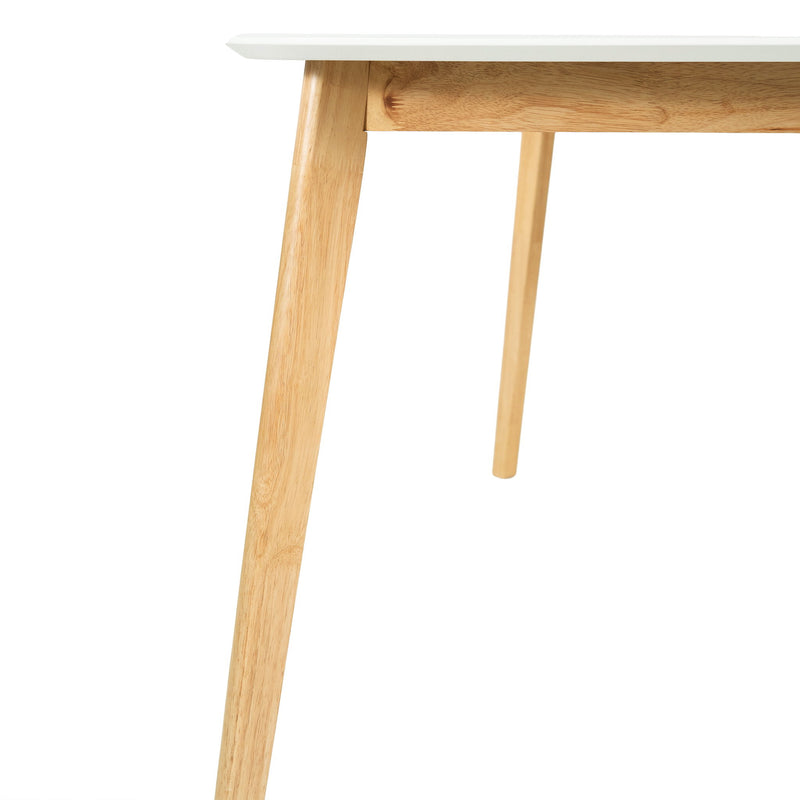Dining Table With Splayed Rubberwood Legs & Faux Wood Tabletop, Mid Century Modern - White Oak - R&R Furniture Gallery (Fountain Valley, CA)