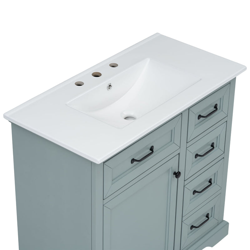 Bathroom Vanity With Sink, 2 Tip Out Drawers, Soft Close Hinges - Gray