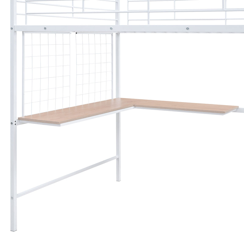 Loft Bed With Desk And Grid, Stylish Frame With Lateral Storage Ladder And Wardrobe - R&R Furniture Gallery (Fountain Valley, CA)