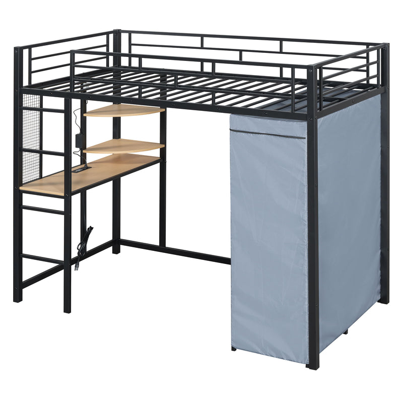 Loft Bed With Desk, Shelves, Power Outlet, LED Light And Wardrobe - R&R Furniture Gallery (Fountain Valley, CA)