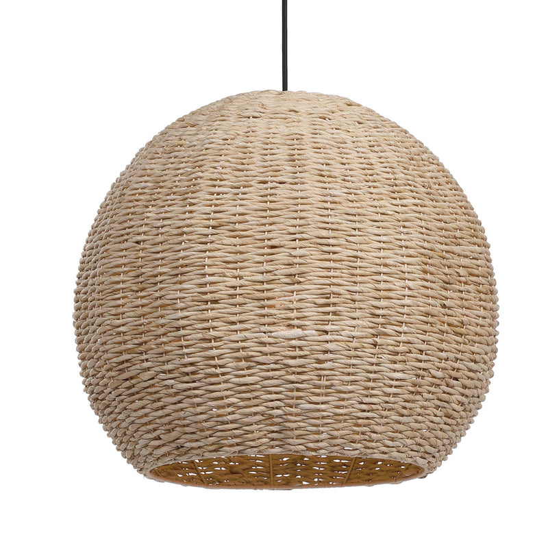 Light brown seagrass pendant light with 1 dome-shaped shade, designed for stylish pendant lighting by Uttermost.