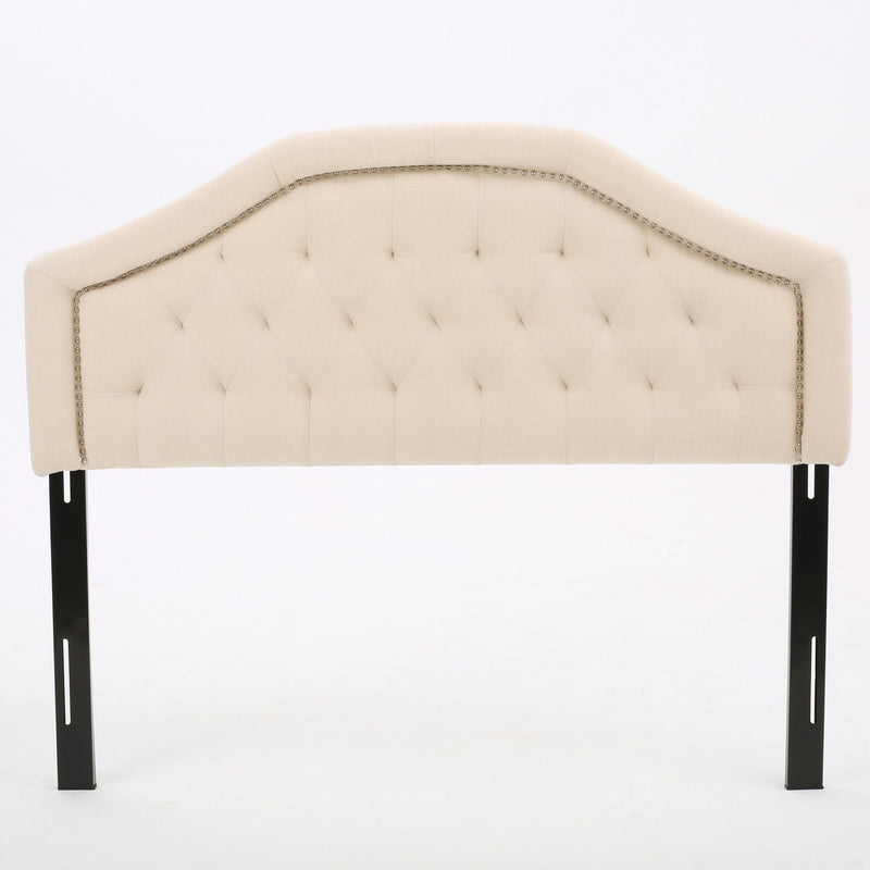 Queen & Full Size Headboard With Diamond Tufting And Nailhead Trim - Beige - R&R Furniture Gallery (Fountain Valley, CA)