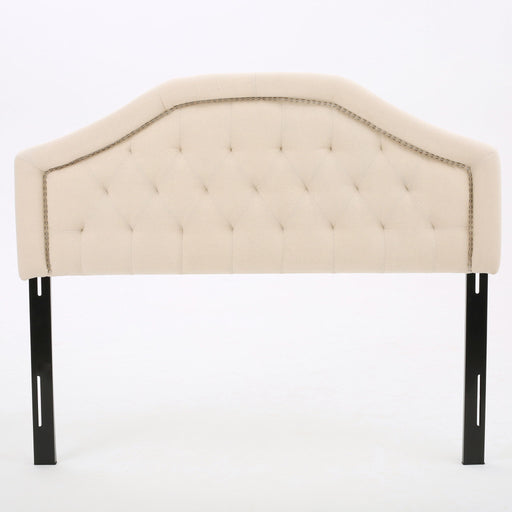 Queen & Full Size Headboard With Diamond Tufting And Nailhead Trim - Beige - R&R Furniture Gallery (Fountain Valley, CA)