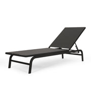 Noble House Finn outdoor chaise lounge with a modern design, cushioned seating, perfect for outdoor relaxation.