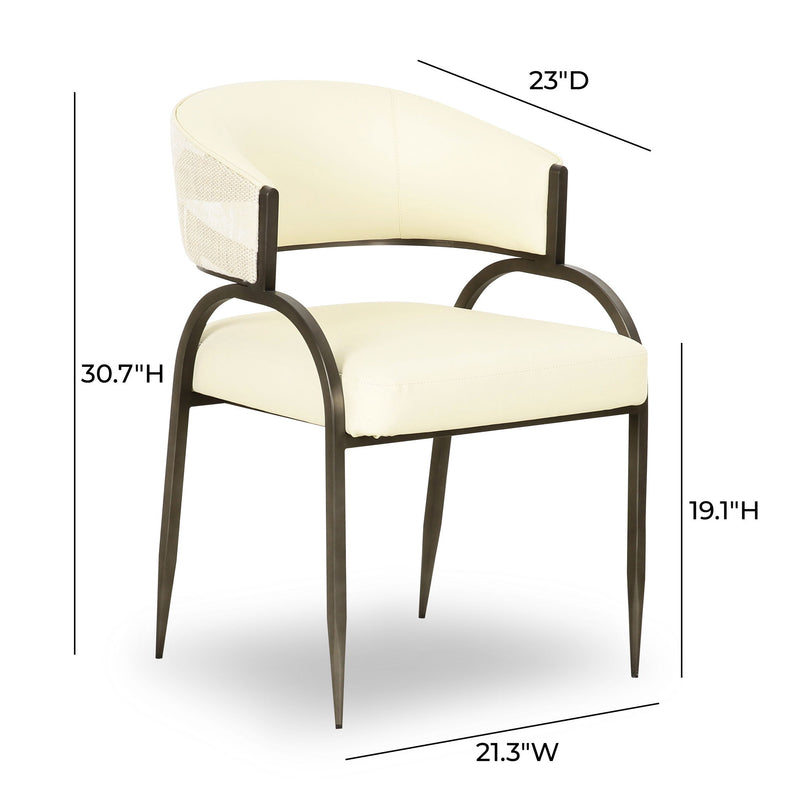 Tatum - Vegan Leather And 2-Tone Jacquard Dining Chair - Cream - R&R Furniture Gallery (Fountain Valley, CA)